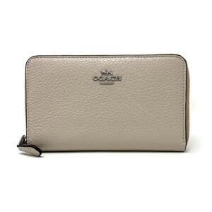 Coach Medium Id Zip Wallet in Steam Gray Leather C4124